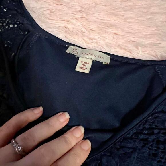 Dark Navy Lace Sheer Whimsygoth Academia Grunge Melancholy Grunge Punk Blouse - Picture 5 of 5